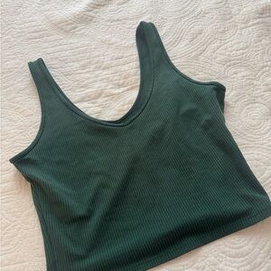 Women's Green Ribbed Tank Top